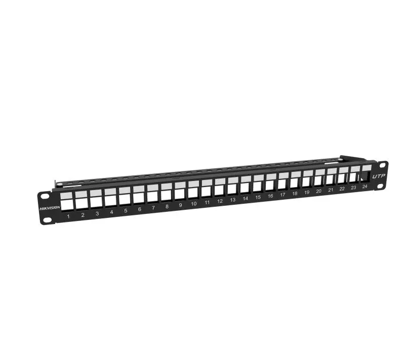 Hikvision Patch Panel, UTP, 1U, 24 Ports, Unloaded Keystone