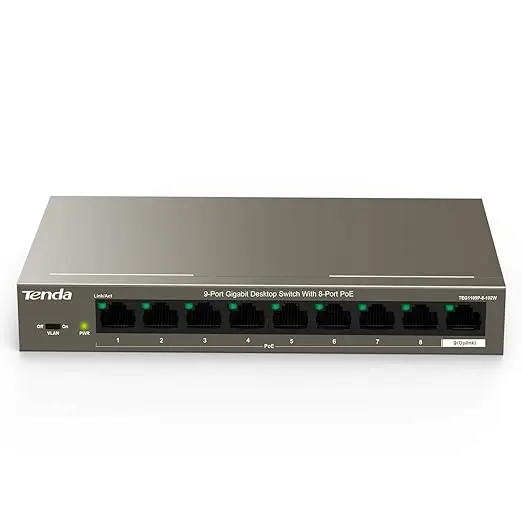 Tenda 9-Port Gigabit Desktop Switch with 8-Port PoE