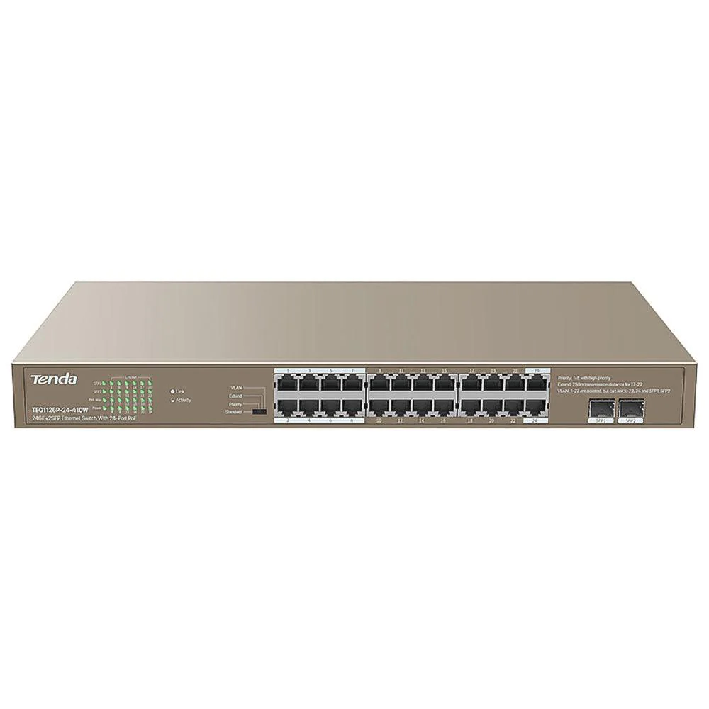 Tenda 24GE+2SFP Ethernet Switch With 24-Port PoE