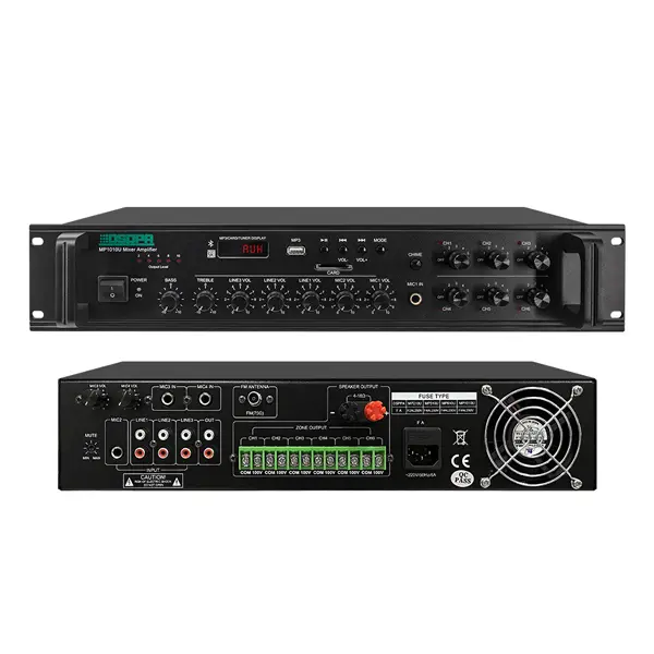 DSPPA 350W 6 Zones Paging Amplifier with USB/ SD/ FM/ Bluetooth