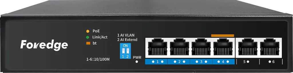 Foredge 6-Port 4-PoE Fast Ethernet Unmanaged Switch