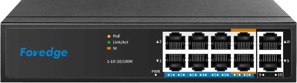Foredge 10-Port 8-PoE Fast Ethernet Unmanaged Switch
