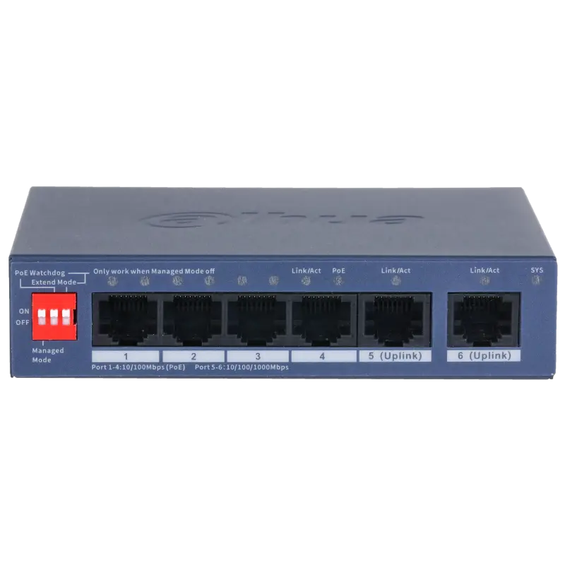 Dahua 6-Port Cloud Managed Desktop Gigabit Switch with 4-Port PoE