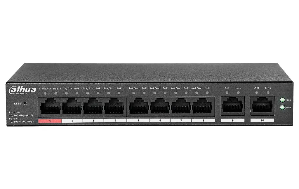 Dahua 10-Port Cloud Managed Desktop Switch with 8-Port PoE