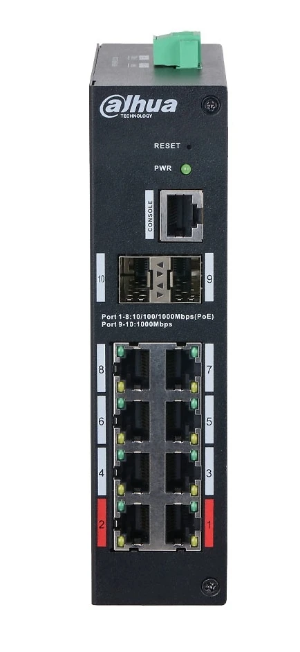 Dahua 10-Port Managed Hardened Gigabit Switch with 8-Port PoE