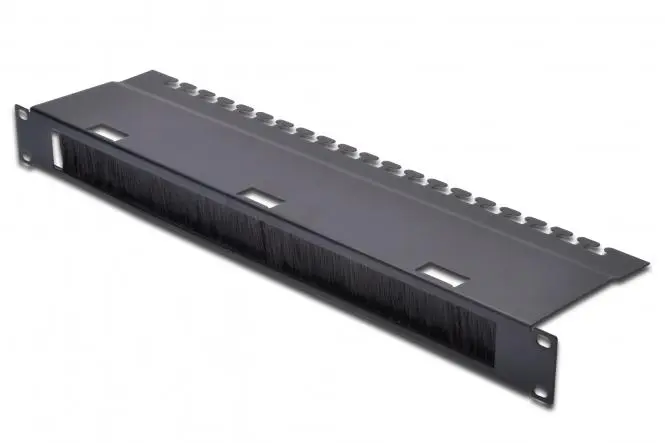 DIGITUS Cable Management Panel with Brush Strip for 483 mm (19") Cabinets, 1U BLACK