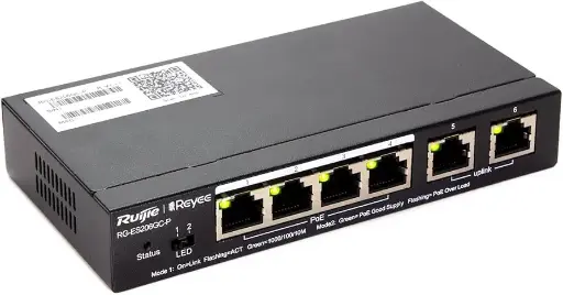 [RG-ES206GC-P] Ruijie 6-Port Gigabit Smart Cloud Managed PoE Switch