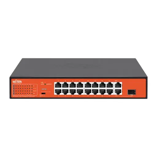 [WI-PS518G] Wi-Tek PoE Switch 16-PoE 10/100 1-Uplink RJ45 Gigabit 1-Combo SFP