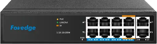 [AI8010M] Foredge 10-Port 8-PoE Fast Ethernet Unmanaged Switch